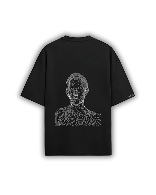 Oversized T-shirt With Lines Art Graphic
