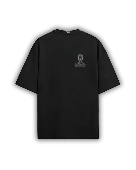 Oversized T-shirt With Lines Art Graphic